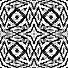 Intricate doodle lines, knits, wavy lines vector seamless pattern. Ornamental textured yarn background. Repeat black and white doodles backdrop. Tribal ethnic style abstract geometric ornaments