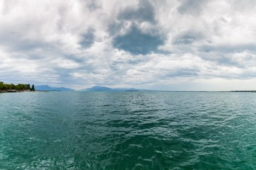 Bad weather over lake Garda, Desenzano, Brescia, Lombardy, Italy.