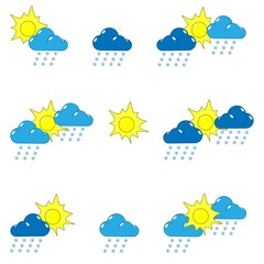 Obraz premium Weather. Rain and sun is behind the clouds. Vector.
