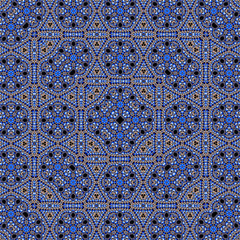 Tile pattern illustration in blue - like portuguese tiles, squares elements