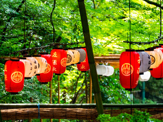 "Kawadoko" (riverside summer terrace) on Kibune River. Sakyo-ku, Kyoto, Japan