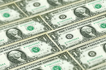 USD. Closeup American dollars banknotes background