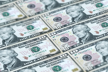 USD. Closeup American dollars banknotes background