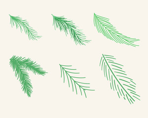 Christmas tree's vector brunch. New year tree. Set.