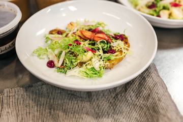 Fresh salad with lobster claw