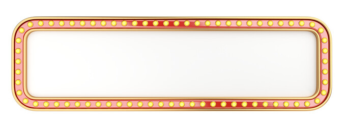 Golden casino banner - design template, with lightbulbs around. Front view.
