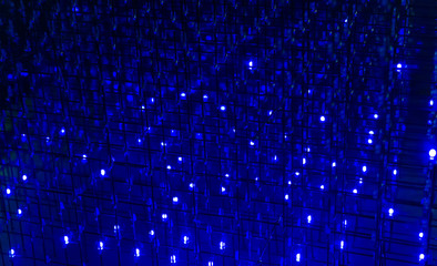Photo color luminous dynamic dynamic neon line on a dark background, a trace of lamps at night. selective focus, bluer.