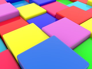 Different colored toy cubes background