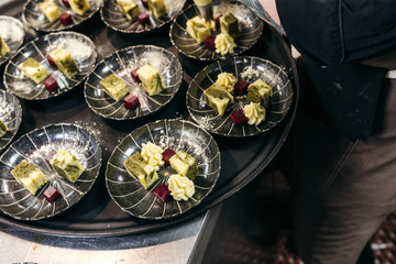 Plating Matcha Poundcake with Raspberries