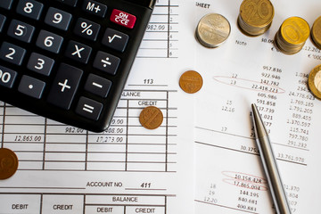 Calculator and pencil