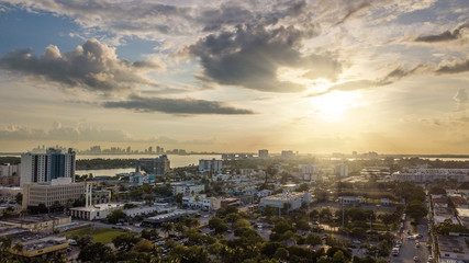 Fototapeta na wymiar Aerial view on street of Miami city state Florida