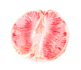 Piece of fresh grapefruit on white background