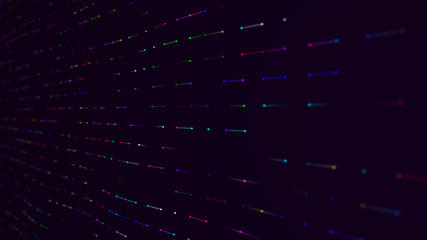 Futuristic abstract mesh. Wave with the connection of dots and lines. 3D rendering.