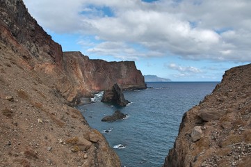 sunny landscape in Ponta de Sao Lourenco, island of Madeira