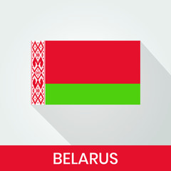 Flag of The Belarus With Shadow