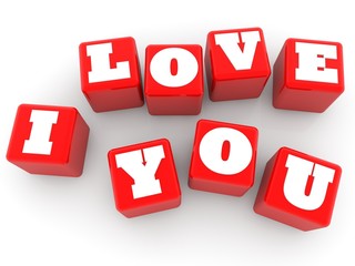 I Love you concept on red toy blocks