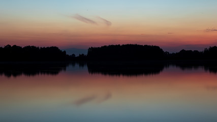 reflection of sunset over the lake