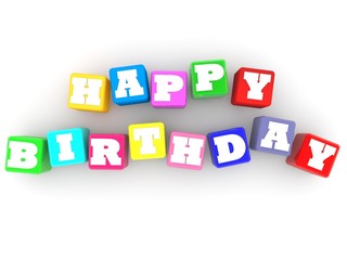 Happy birthday concept on different colored toy blocks