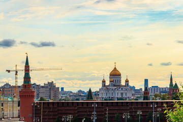 Obraz premium View of Moscow Kremlin and Cathedral of Christ the Saviour in the centre of Moscow, Russia