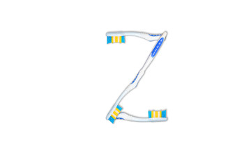 English letter " Z " from toothbrushes