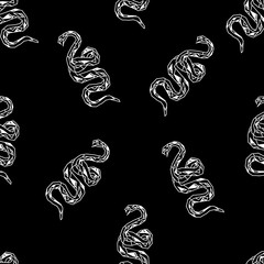 Fototapeta premium Vector black and white seamless pattern of abstract snake. Modern minimalism art style.