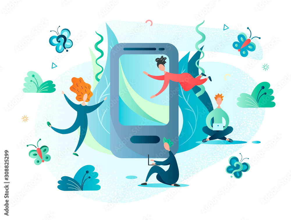 Wall mural people are developing an interface for a mobile application