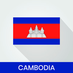Flag of The Cambodia With Shadow