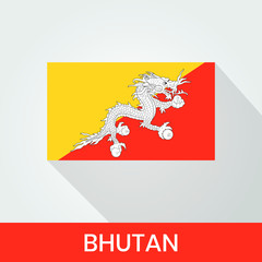 Flag of The Bhutan With Shadow