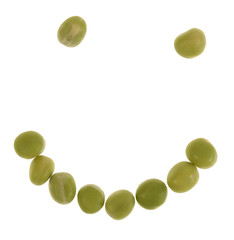 smile made of green peas