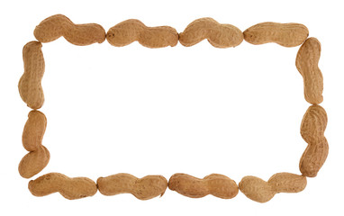 frame of peanuts isolated on white
