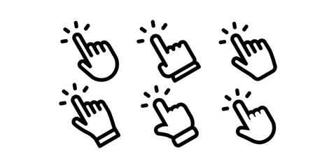 Hand click icon collection. Clicking hands vector icons set.