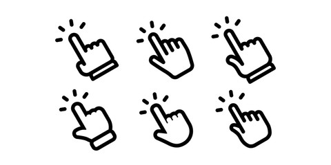 Hand click icon collection. Clicking hands vector icons set.