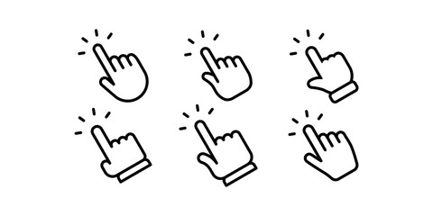 Hand click icon collection. Clicking hands vector icons set.
