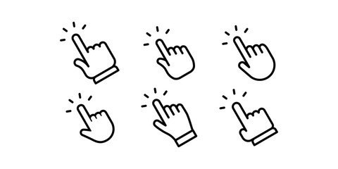 Hand click icon collection. Clicking hands vector icons set.