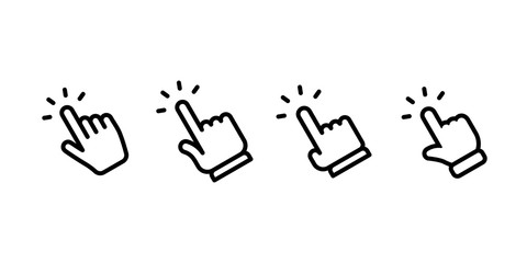 Hand click icon collection. Clicking hands vector icons set.