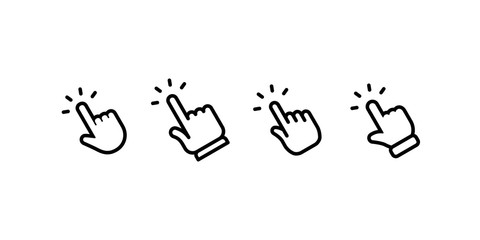 Hand click icon collection. Clicking hands vector icons set.