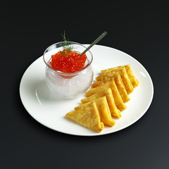 Dishes of traditional Russian cuisine. Restaurant serving. Black background.