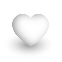 White heart. Symbol of love and St Valentines Day. 3D vector illustration