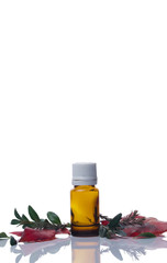 A jar of natural cream on a white background with a flower