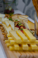 Aperitif with different varieties of cheese