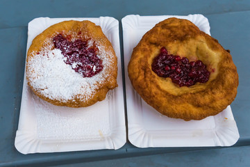 homemade traditional flatbread with cranberry jam