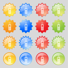 the remote control icon sign. Big set of 16 colorful modern buttons for your design.