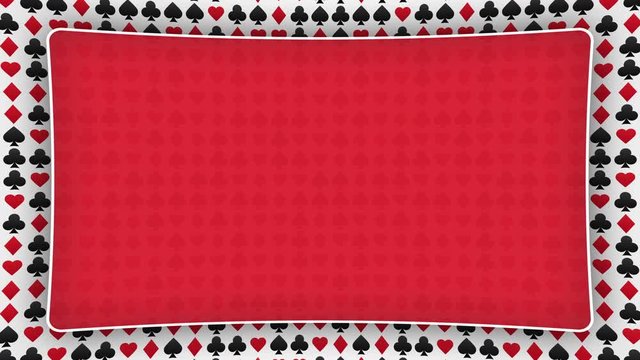 Playing card suits hearts diamonds clubs spades frame animated background
