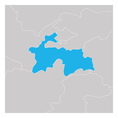 Map of Tajikistan green highlighted with neighbor countries