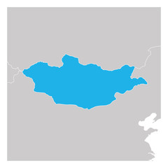 Fototapeta premium Map of Mongolia green highlighted with neighbor countries