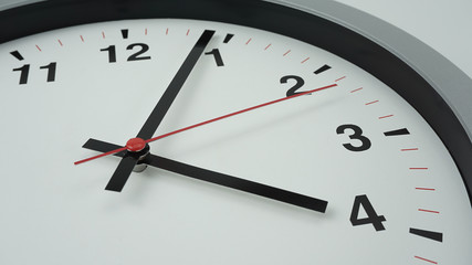 Close up Gray clock beginning of time 04.04 am or pm, on white background, Copy space for your text, Time concept.