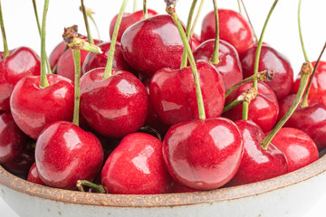 Macro Shot Of Fresh Cherries In Bowl