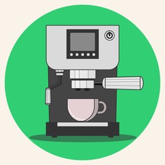 prepare coffee machine for make coffee by barista vector illustration.