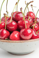 Macro Shot Of Fresh Cherries In Bowl