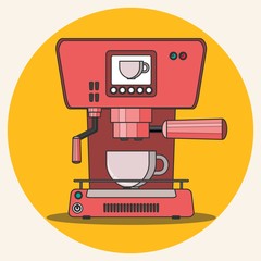 prepare coffee machine for make coffee by barista vector illustration.
